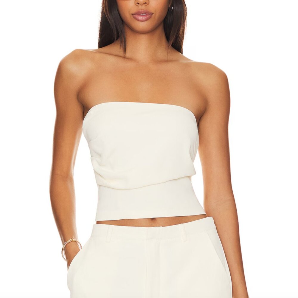 SNDYS Roma Top in Ivory White Strapless Crop Cropped Tube Top Small S